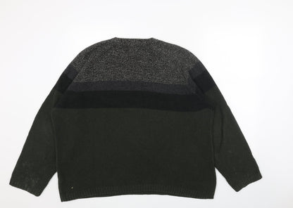 Burton Mens Green Round Neck Acrylic Pullover Jumper Size XL Long Sleeve