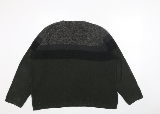 Burton Mens Green Round Neck Acrylic Pullover Jumper Size XL Long Sleeve