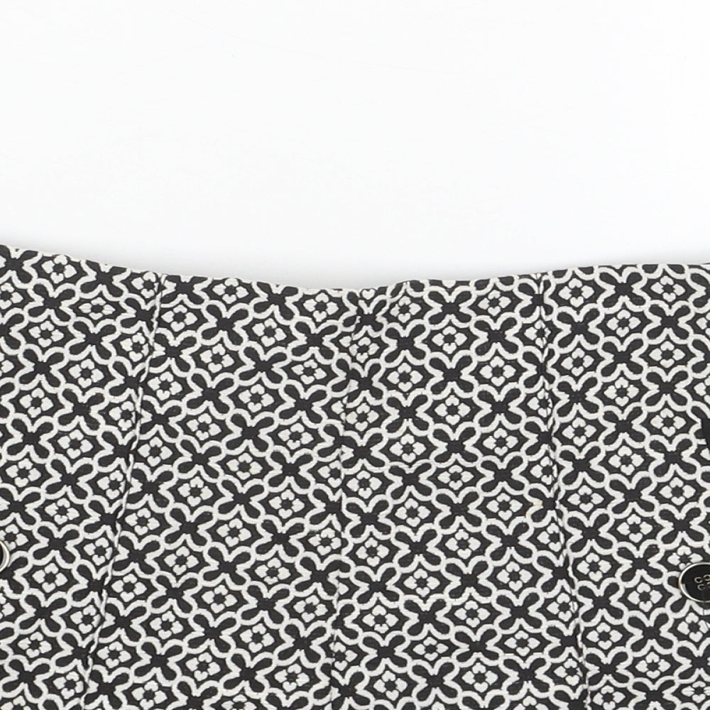 Miss Selfridge Womens Black Geometric Polyester Sailor Shorts Size 8 Regular Zip