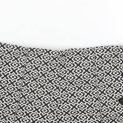 Miss Selfridge Womens Black Geometric Polyester Sailor Shorts Size 8 Regular Zip