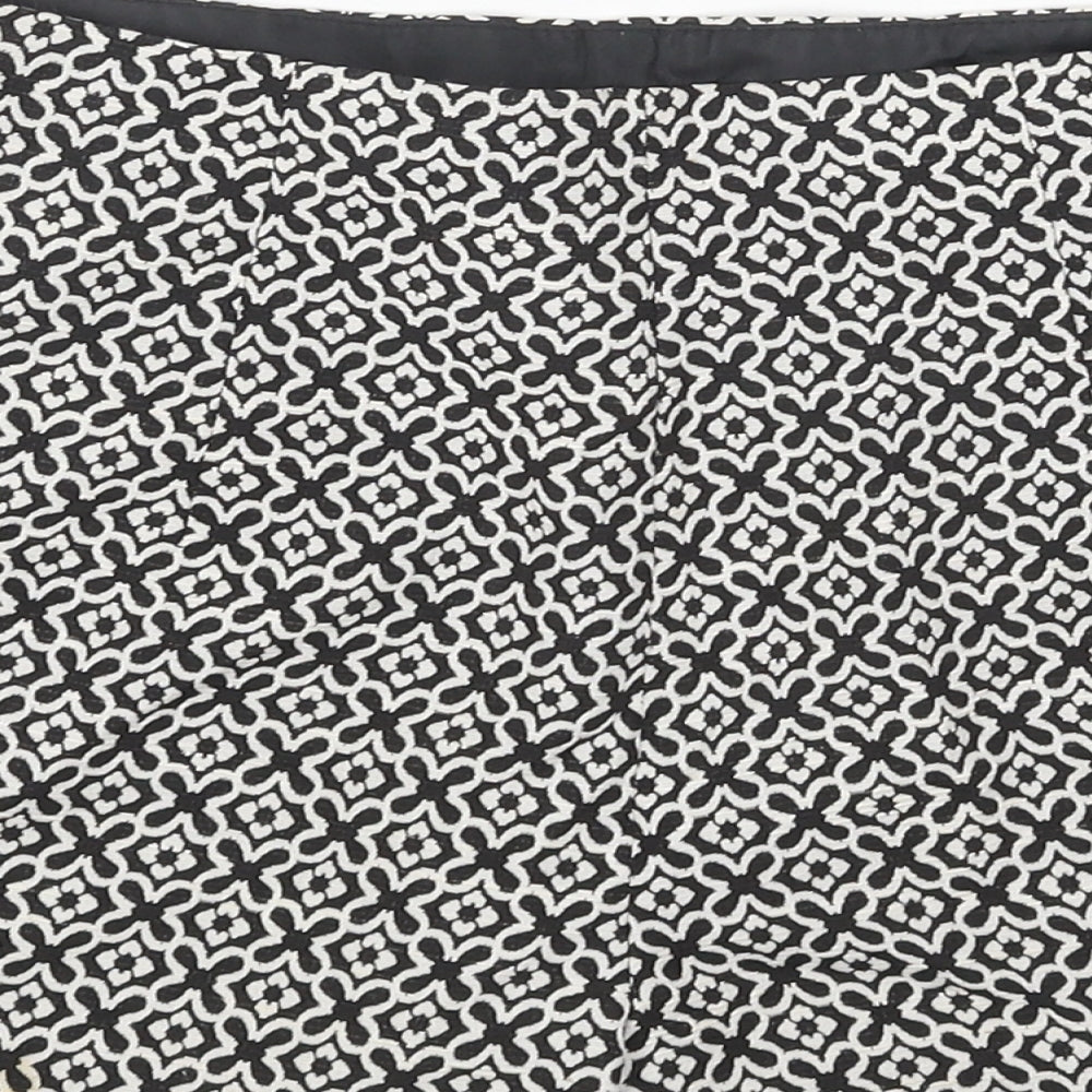Miss Selfridge Womens Black Geometric Polyester Sailor Shorts Size 8 Regular Zip