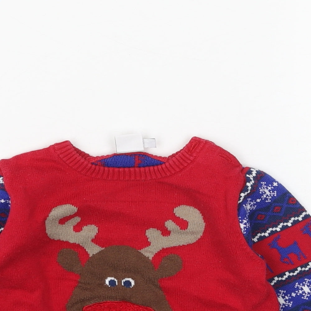 MY BABY Baby Red Acrylic Pullover Jumper Size 9-12 Months Pullover - Christmas