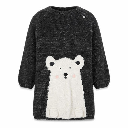 Primark Girls Grey Acrylic Jumper Dress Size 2 Years Round Neck Pullover - Polar Bear