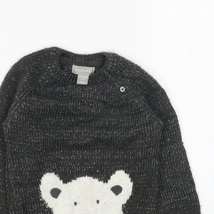 Primark Girls Grey Acrylic Jumper Dress Size 2 Years Round Neck Pullover - Polar Bear
