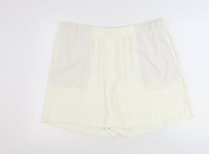 Marks and Spencer Womens Ivory Polyester Sweat Shorts Size 20 Regular Pull On