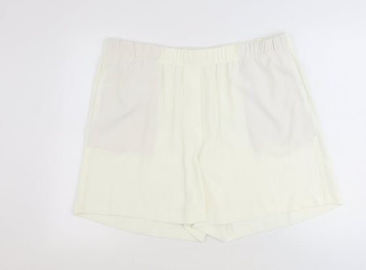 Marks and Spencer Womens Ivory Polyester Sweat Shorts Size 20 Regular Pull On