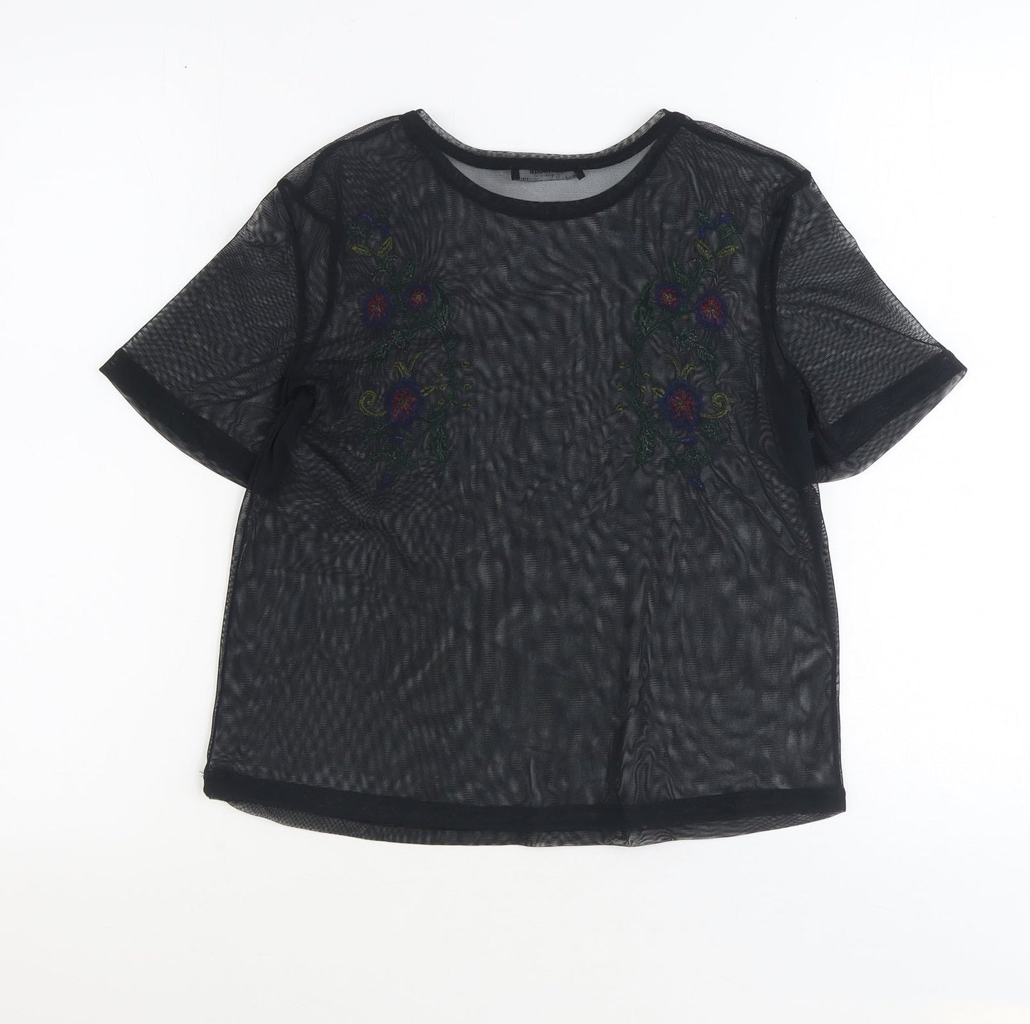 Womens UK Size S Zara Black Basic T-Shirt