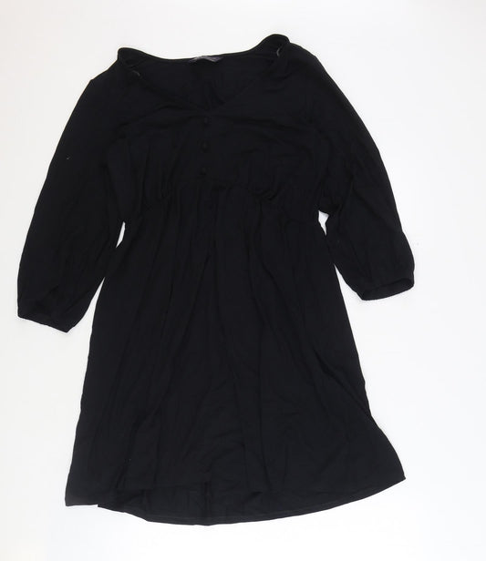 Marks and Spencer Womens Black Viscose Trapeze & Swing Size 10 V-Neck Pullover