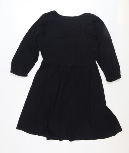 Marks and Spencer Womens Black Viscose Trapeze & Swing Size 10 V-Neck Pullover