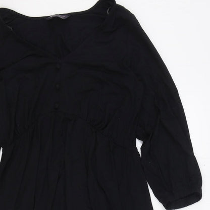 Marks and Spencer Womens Black Viscose Trapeze & Swing Size 10 V-Neck Pullover