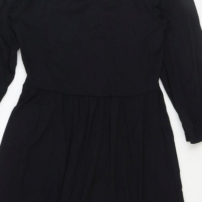 Marks and Spencer Womens Black Viscose Trapeze & Swing Size 10 V-Neck Pullover
