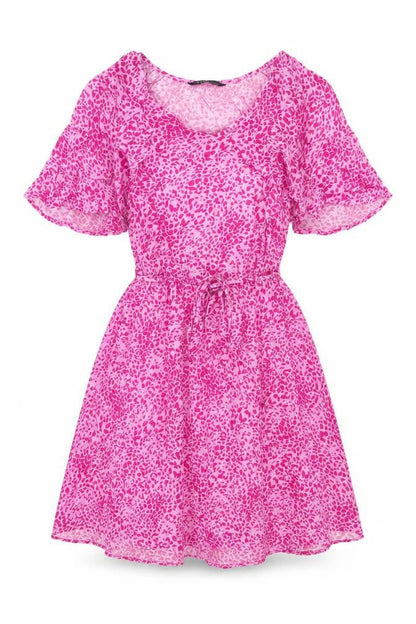 Marks and Spencer Womens Pink Animal Print Polyester A-Line Size 10 Round Neck Pullover - Leopard Pattern