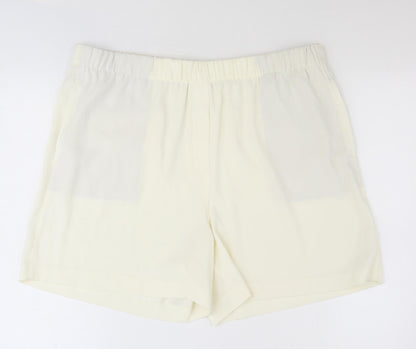 Marks and Spencer Womens Ivory Polyester Sweat Shorts Size 20 Regular Pull On