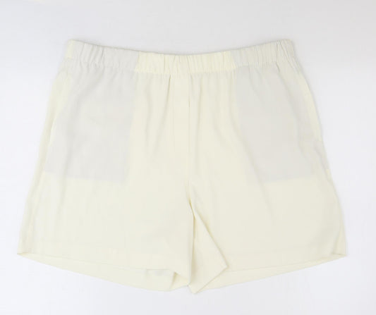 Marks and Spencer Womens Ivory Polyester Sweat Shorts Size 20 Regular Pull On