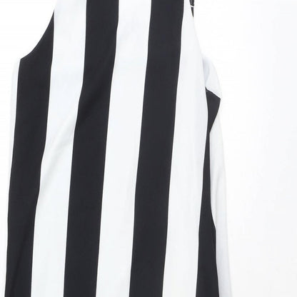 COLLUSION Womens Black Striped Polyester A-Line Size 8 Square Neck Pullover