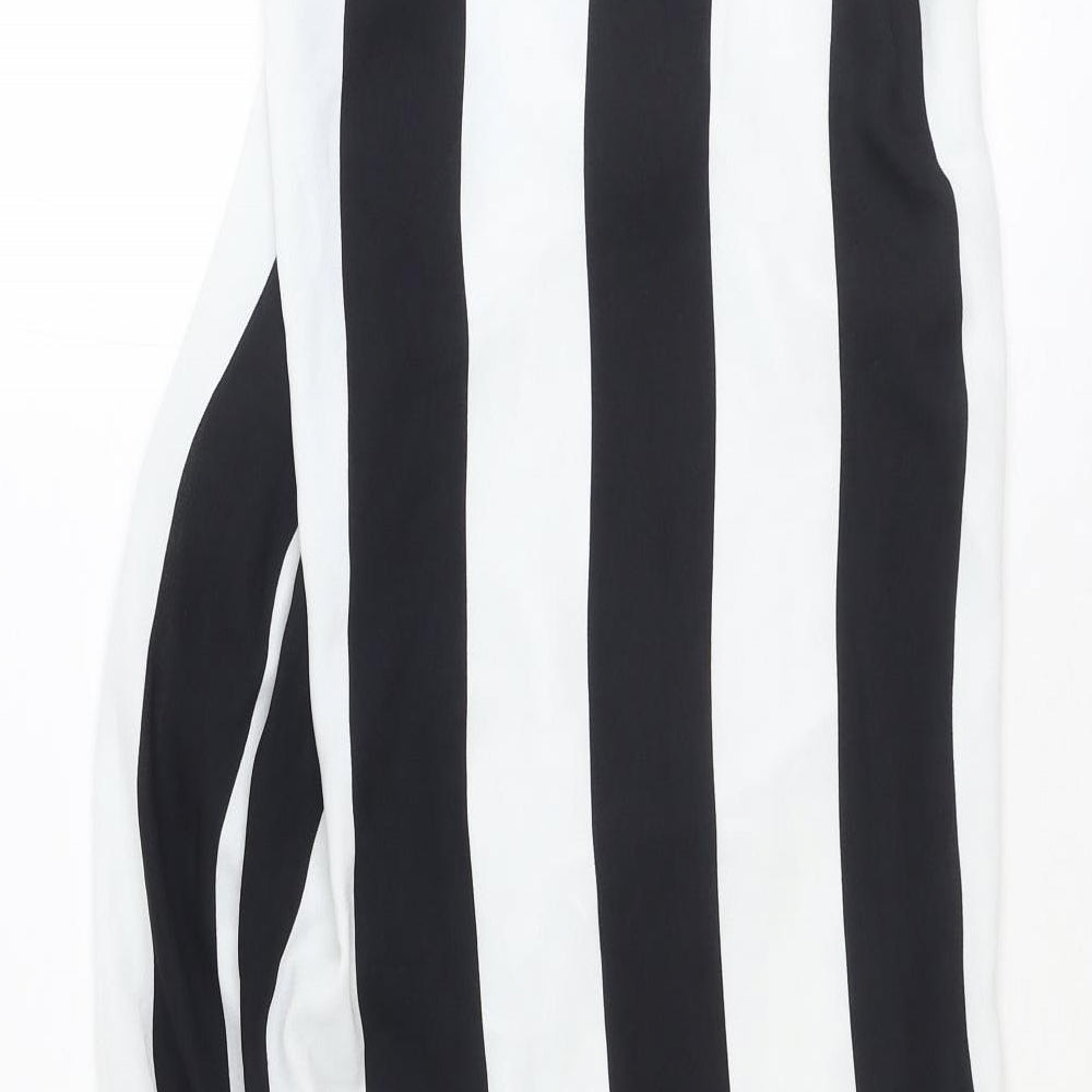 COLLUSION Womens Black Striped Polyester A-Line Size 8 Square Neck Pullover