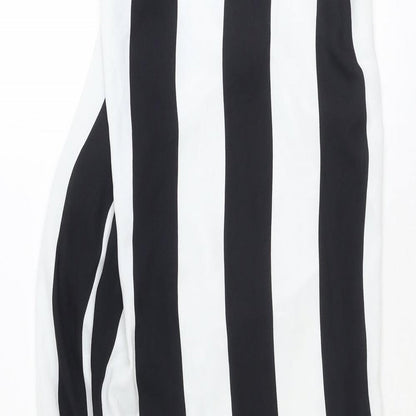 COLLUSION Womens Black Striped Polyester A-Line Size 8 Square Neck Pullover