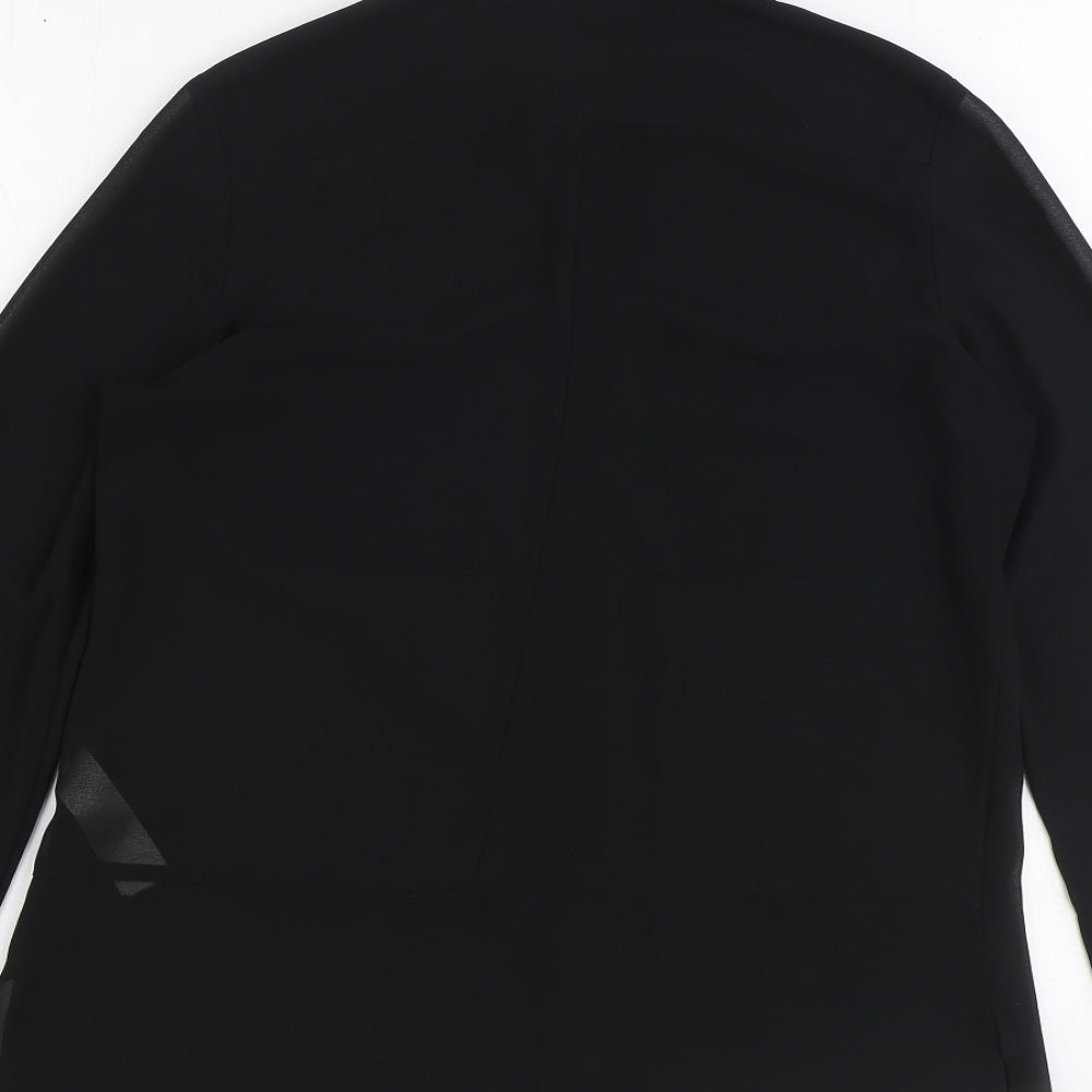 Womens UK Size 10 New Look Black Basic Button-Up