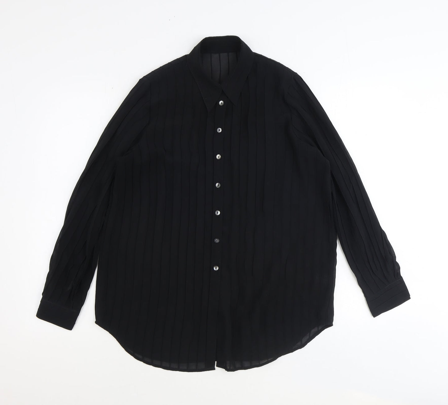 Womens UK Size 10 NEXT Black Basic Button-Up