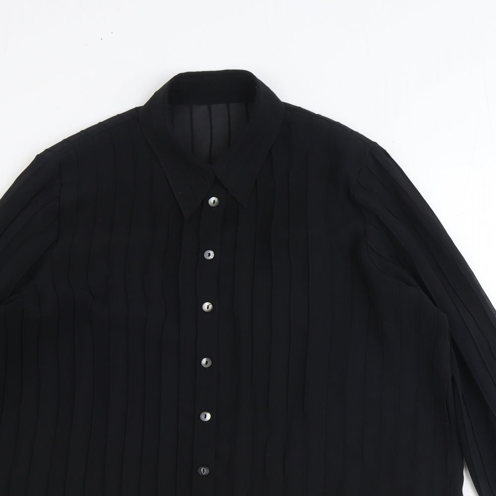 Womens UK Size 10 NEXT Black Basic Button-Up