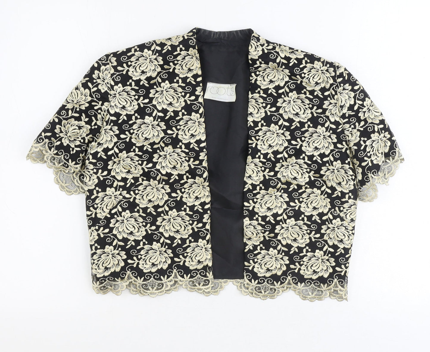 Roots Womens Black V-Neck Floral Polyester Shrug Jumper Size 12