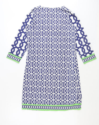 Sandy Lane Womens Multicoloured Geometric Polyester A-Line Size XS V-Neck Magnetic