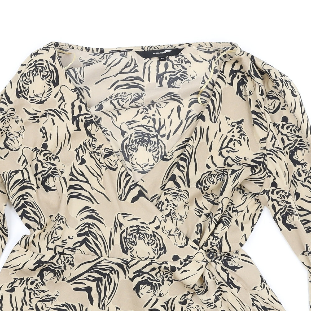 Womens UK Size XS VERO MODA Brown Basic Blouse
