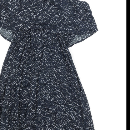 H&M Womens Black Geometric Viscose Tank Dress Size 6 V-Neck Pullover