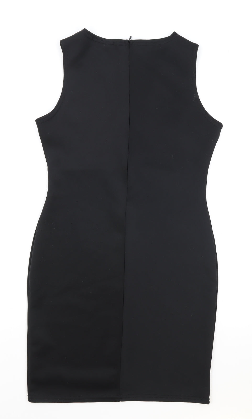 Missguided Womens Black Polyester A-Line Size 10 V-Neck Zip