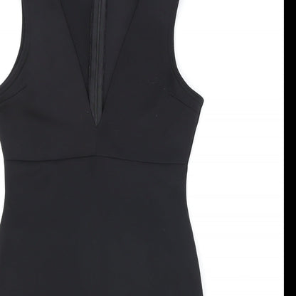 Missguided Womens Black Polyester A-Line Size 10 V-Neck Zip