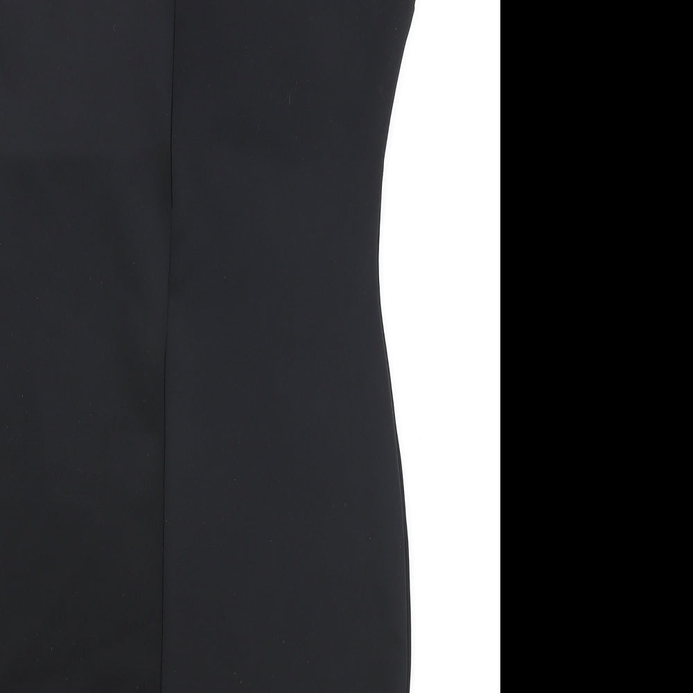 Missguided Womens Black Polyester A-Line Size 10 V-Neck Zip