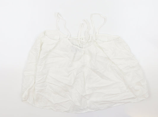 Primark Womens White Polyester Camisole Tank Size 6 Scoop Neck - Tie Back Detail