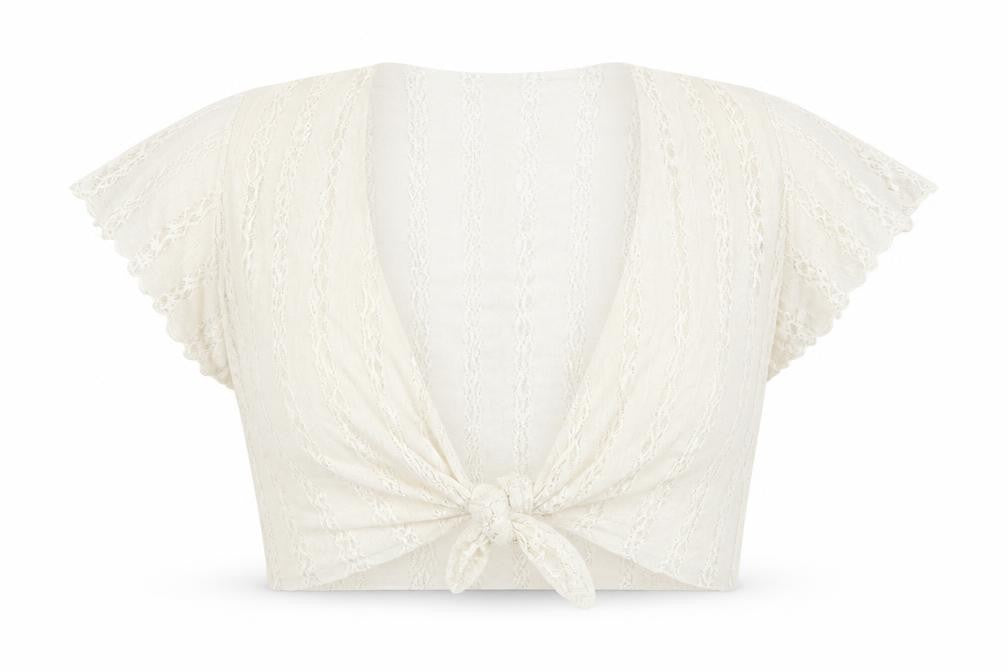 Womens UK Size One Size Nouvelle Ivory Cropped Blouse