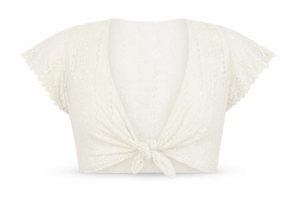 Womens UK Size One Size Nouvelle Ivory Cropped Blouse