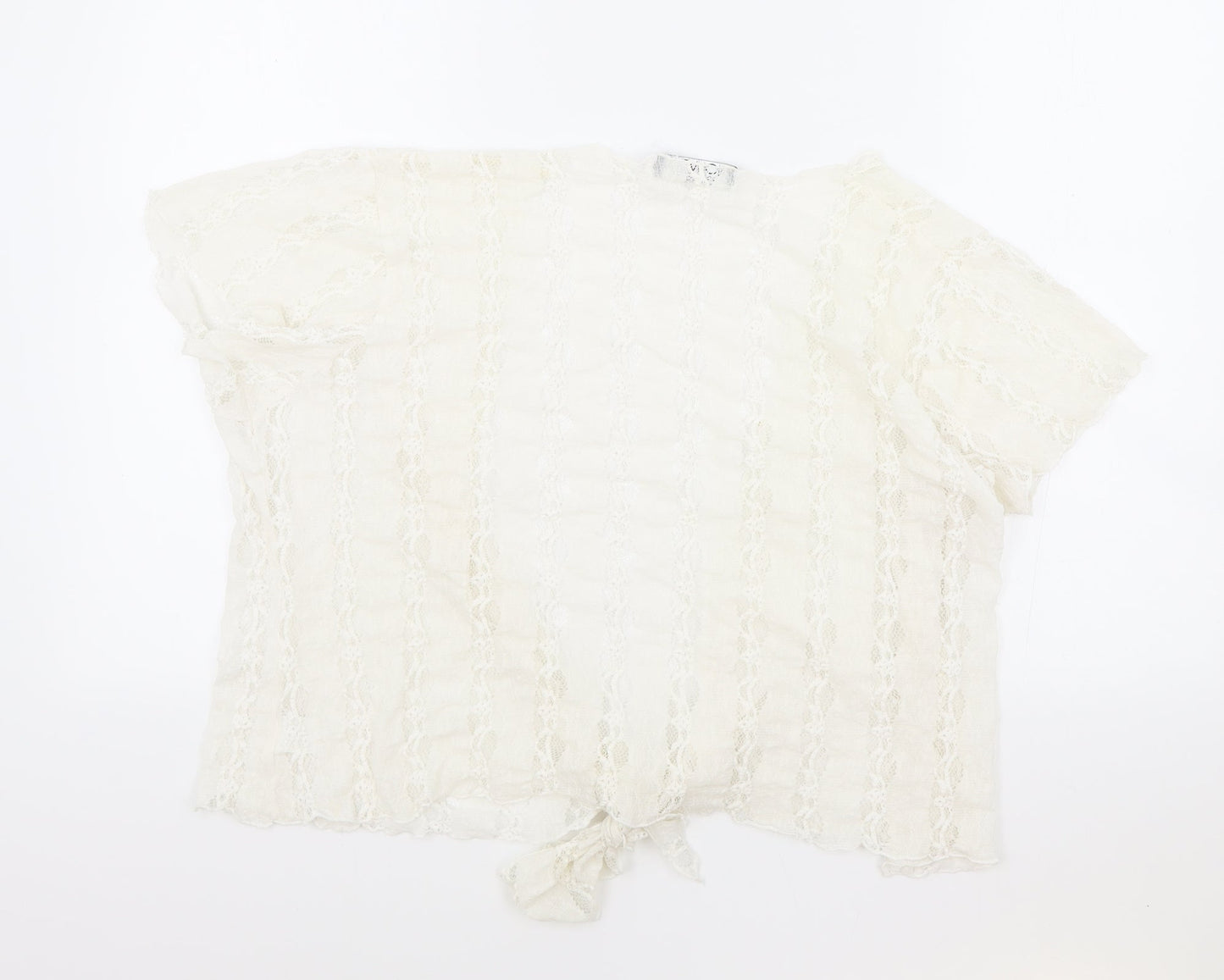 Womens UK Size One Size Nouvelle Ivory Cropped Blouse