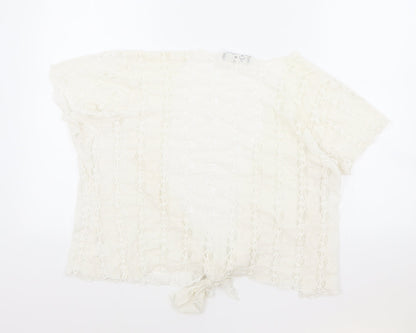 Womens UK Size One Size Nouvelle Ivory Cropped Blouse
