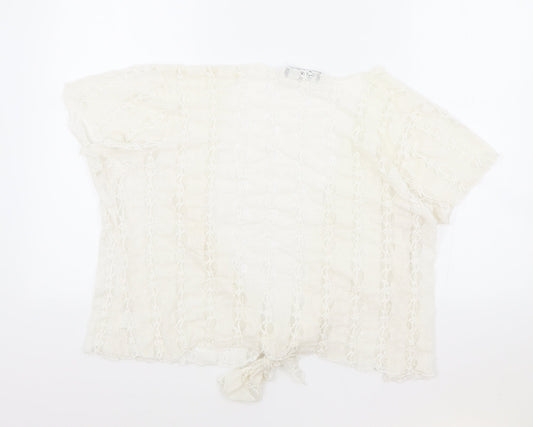 Womens UK Size One Size Nouvelle Ivory Cropped Blouse