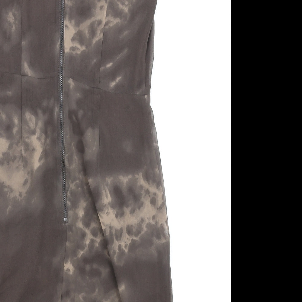 Marks and Spencer Womens Brown Polyester A-Line Size 8 Scoop Neck Zip