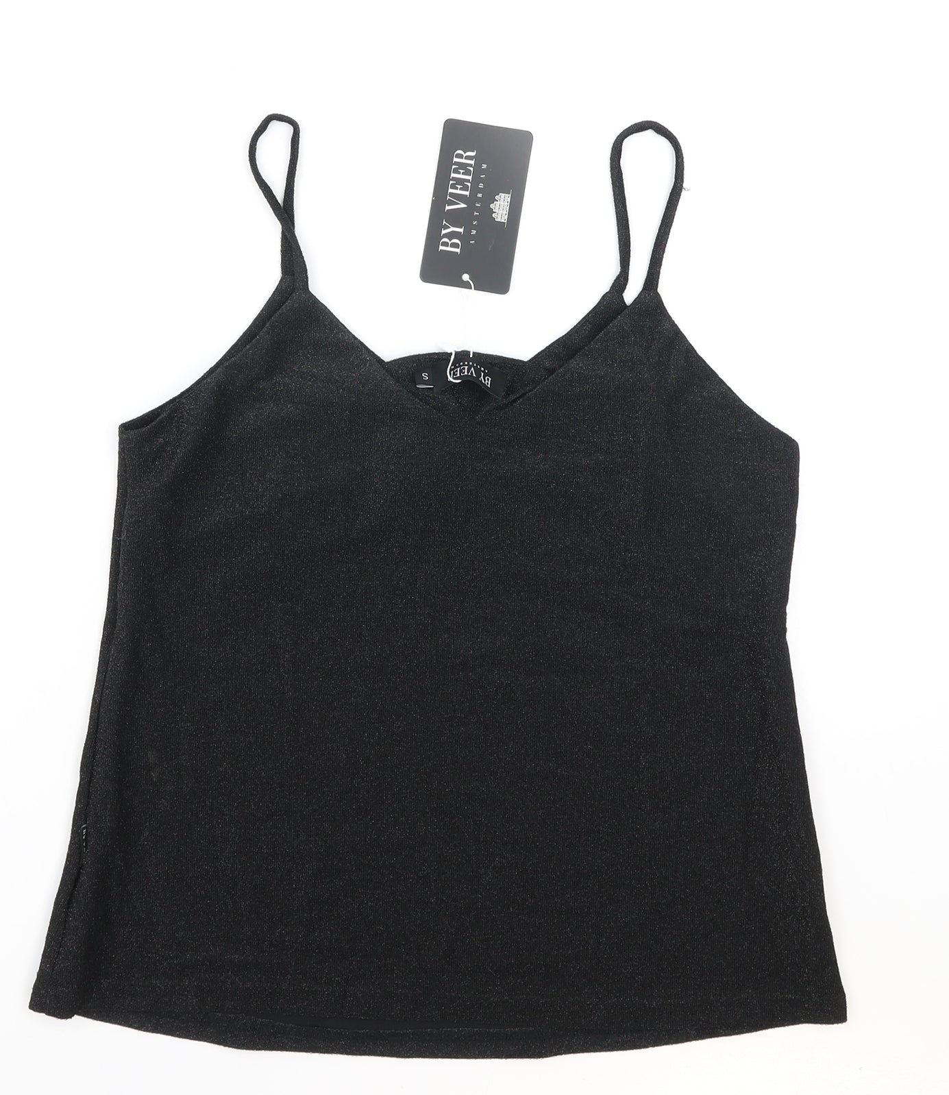 By Veer Womens Black Polyester Camisole Tank Size S V-Neck