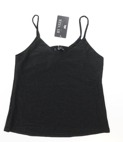 By Veer Womens Black Polyester Camisole Tank Size S V-Neck