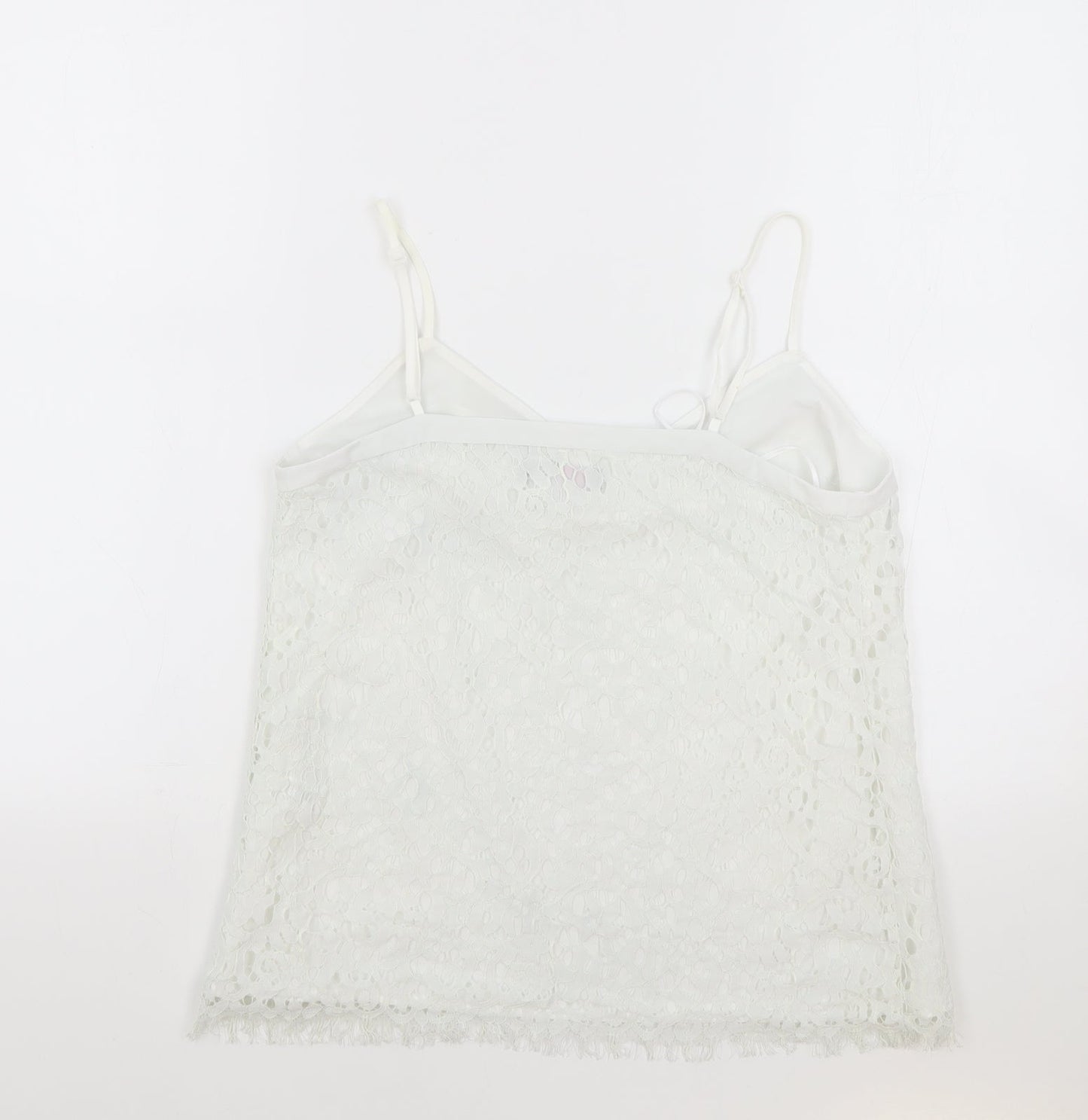 TU Womens White Floral Polyamide Camisole Tank Size 8 V-Neck - Gok Wan Collection