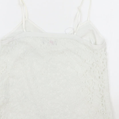 TU Womens White Floral Polyamide Camisole Tank Size 8 V-Neck - Gok Wan Collection