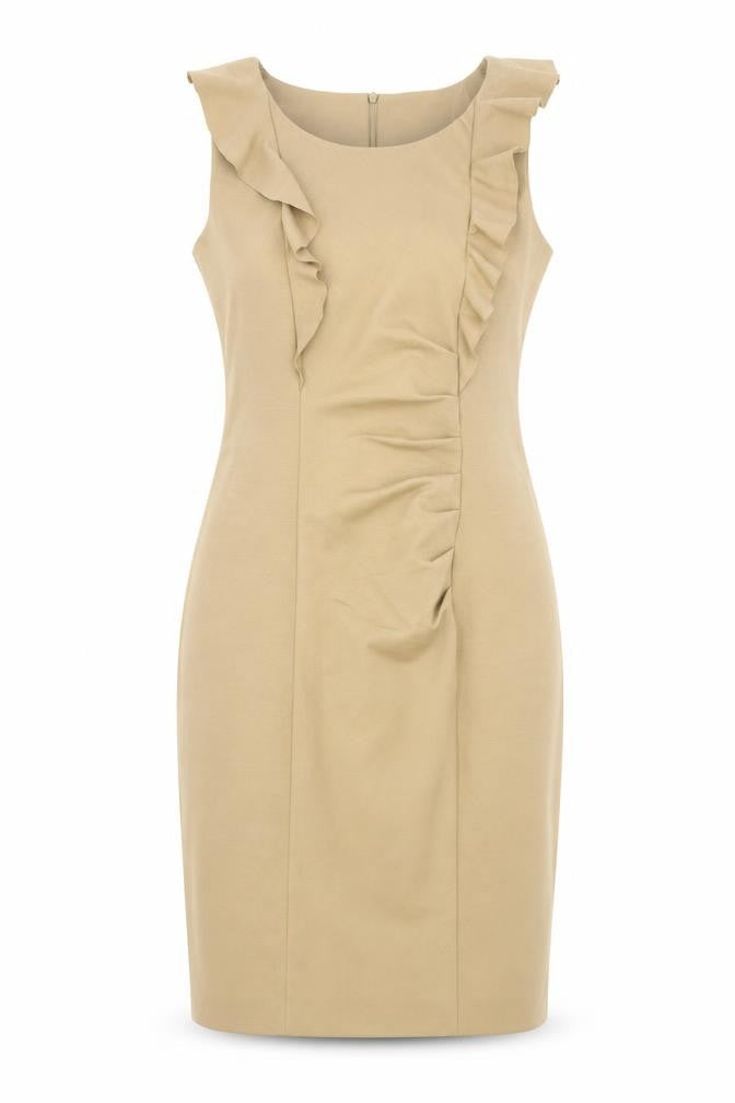 Oasis Womens Brown Polyester Pencil Dress Size 12 Round Neck Zip