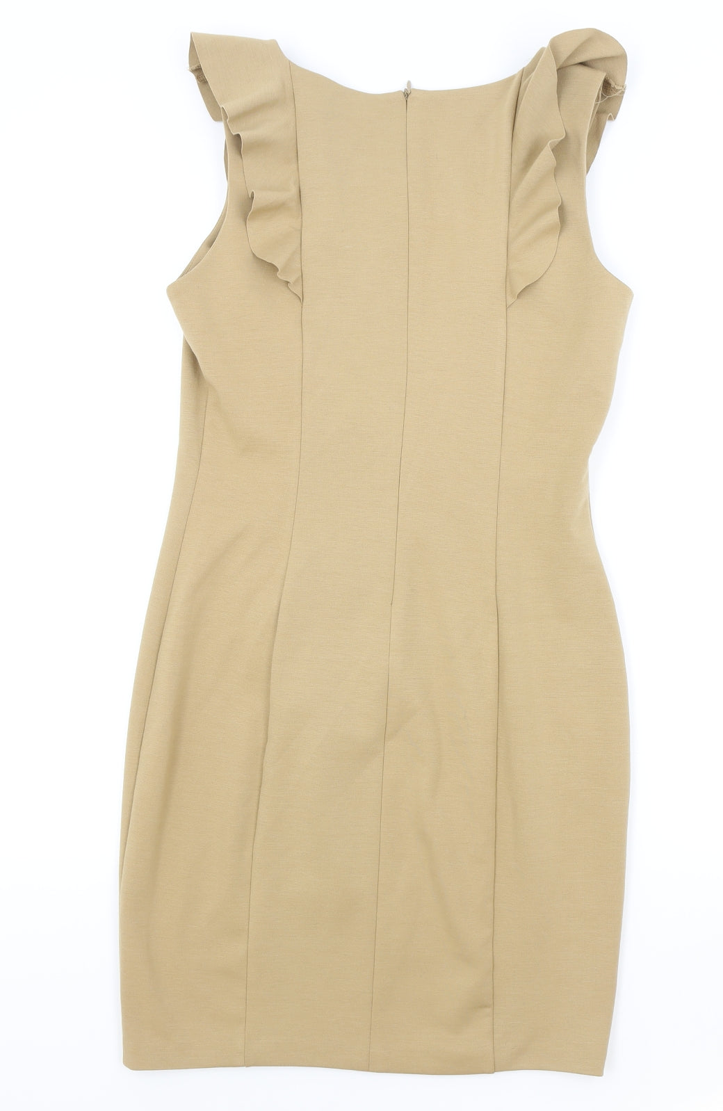 Oasis Womens Brown Polyester Pencil Dress Size 12 Round Neck Zip