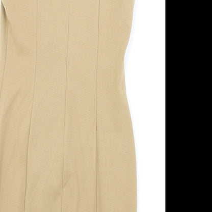 Oasis Womens Brown Polyester Pencil Dress Size 12 Round Neck Zip