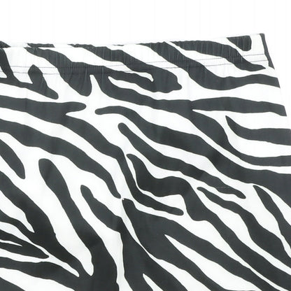 PRETTYLITTLETHING Womens Black Animal Print Polyester Straight & Pencil Skirt Size 8 - Zebra Pattern