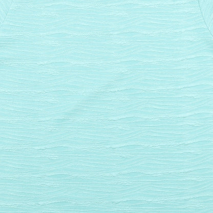 EWM Womens Blue Geometric Polyester Basic T-Shirt Size M Round Neck