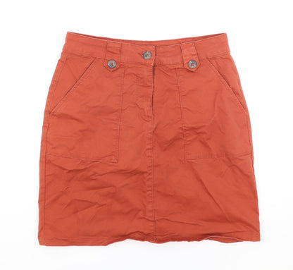 M&Co Womens Orange Cotton Straight & Pencil Skirt Size 8 Zip