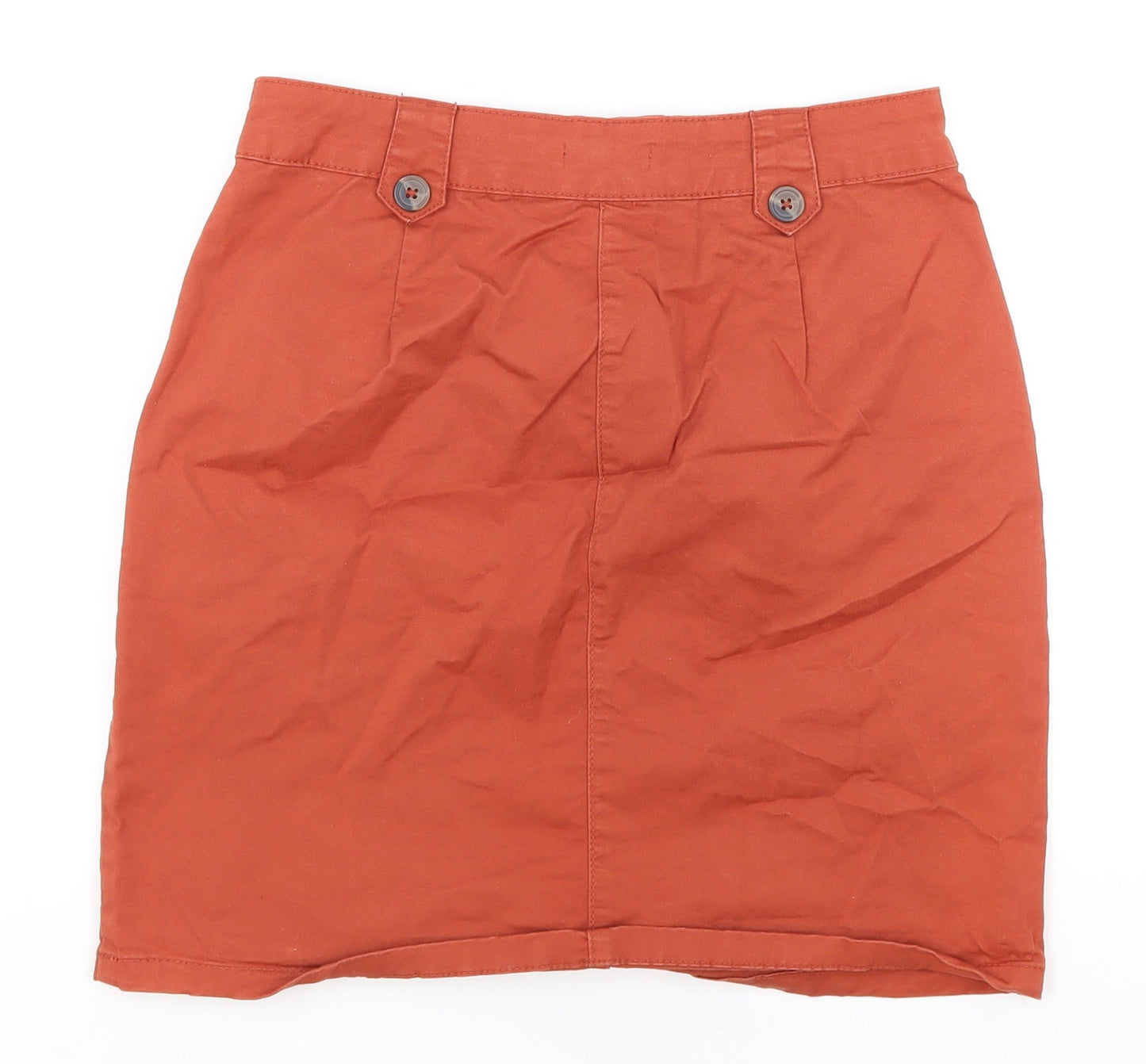 M&Co Womens Orange Cotton Straight & Pencil Skirt Size 8 Zip