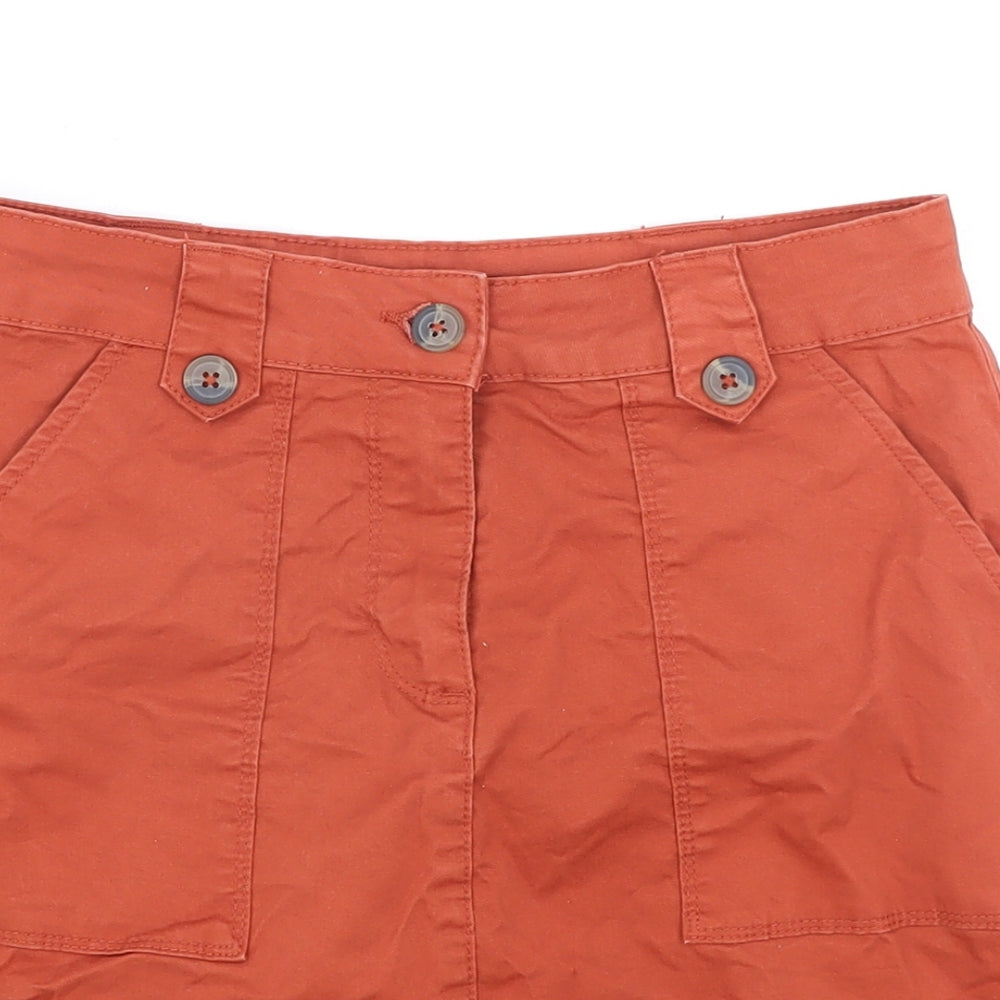 M&Co Womens Orange Cotton Straight & Pencil Skirt Size 8 Zip